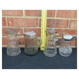 4 Antique Glass Syrup Dispensers
