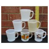6 Fire King D Handled Mugs