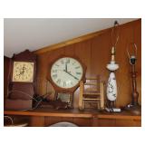 Shelf Lot Lamps Clock & Doll Chair