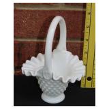 Fenton Hobnail Milk Glass Basket