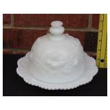 Imperial Milok Glass Butter Dish Chip on Lid
