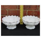 Pair of Milk Glass Hobnail Candle Holders