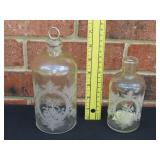 2 Early Etched Bottles