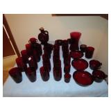 44 Pieces of Ruby Red Glassware