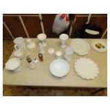Table Lot of Milk Glass