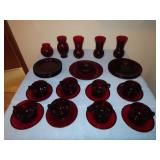 34 Pieces of Ruby Red Glassware