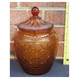 Tiara Amber Glass Cookie Jar