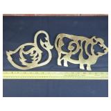 Brass Duck & Cow Trivets