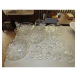 Table Lot of Clear Glassware
