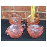 8 Pink Depression Cups