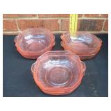 6 Pink Depression Bowls - 5"