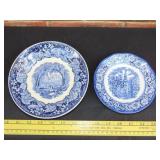 2 Blue Transferware Plates
