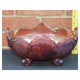 Jeanette Lombardi Carnival Glass Footed Bowl - 10"