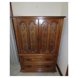 Oak Finish High Chest Drew Furniture