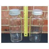 Two Old Clear Glass Jars