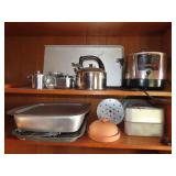 Double Shelf Lot of Kitchen & Cookware
