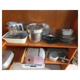 Double Shelf Lot of Kitchen & Cookware