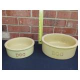 Two Roseville Ohio Stoneware Dog Bowls