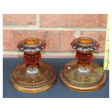 Pair of Tiera Amber Candle Holders
