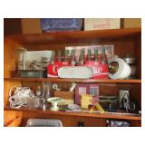 Double Shelf Lot of Glassware & Misc
