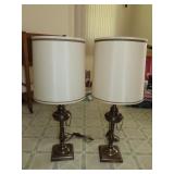 Pair Metal Table Lamps 28 Tall
