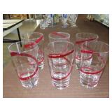 Six Pier 1 Swirline Red Highball Glasses