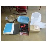 Floor Lot w/ Metal Tub, Saw & Household