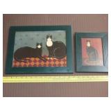 Two Framed Cat Wall Art