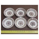 6 Royal Wellesley Transfer Ware Bowls - 6"