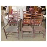 Six Walnut Ladder Back Chairs