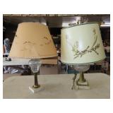 Two Marble Style Base Table Lamps - 22"