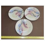 3 Pottery Plates - Signed - 11"