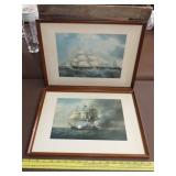 2 Framed Ship Prints - 18"x13"