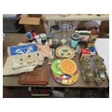 Table Lot w/ Glassware, Household, Etc