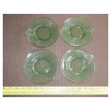 4 Uranium Glass Saucers - 6"