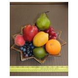 Glass Star Shaped Bowl w/ Decorative Fruit - 12"