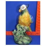Hand Painted Ceramic Parrot Figurine - 12"
