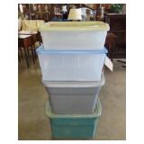 4 Plastic Tubs w/ Lids