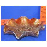 Carnival Glass Ruffled Edge Bowl - 9"