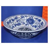 Blue & White Asian Style Bowl - 10"