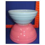 2 Pottery Style Mixing Bowls - 9" & 10"