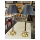 Pair of Brass Finish Table Lamps - 26"
