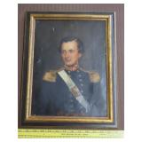 Old Military Officer Oil on Canvas - 13"x16"
