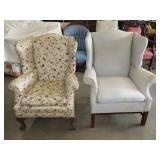 Two Upholstered Wing Back Chairs
