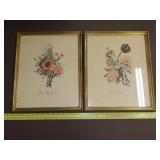 Pair of Vintage Framed Botanical Prints - 14"x16"