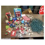 Table Lot of Christmas Ornaments & Decor