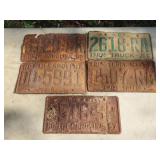 Five Old NC Car Tags