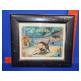 Framed Gladiator vs Bull Print - 13"x12"