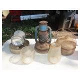 Barn Lantern, Dietz Shades, & Kerosene Bottle Lot