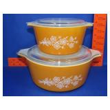 Two Pyrex Butterfly Gold Casseroles
